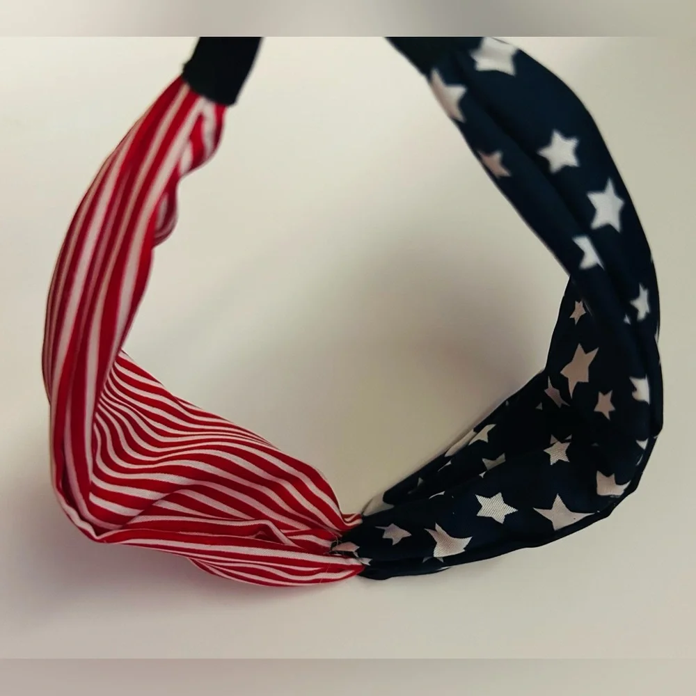 New Seasonal Collection Patriotic Headband Stars Stripes Red White Blue Cloth